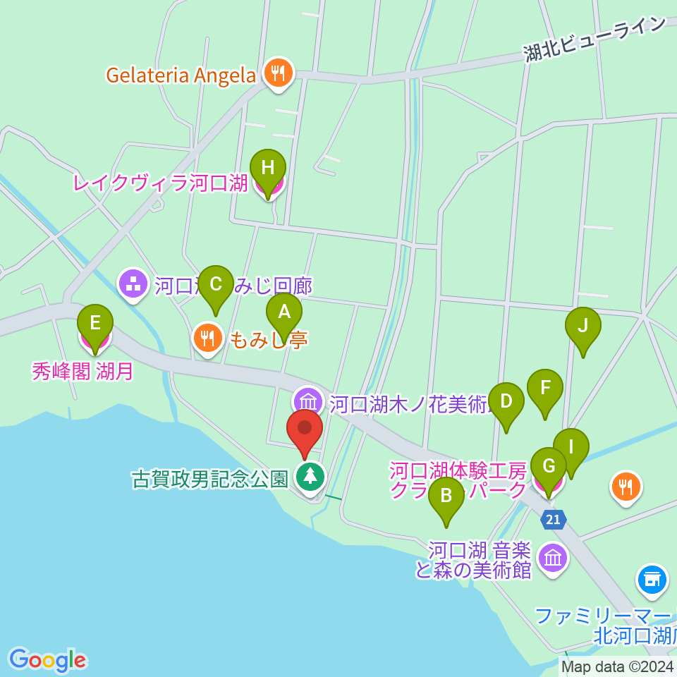 河口湖円形ホール周辺のホテル一覧地図