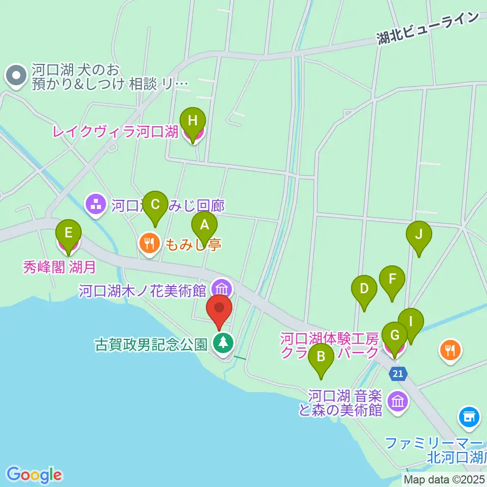 河口湖円形ホール周辺のホテル一覧地図