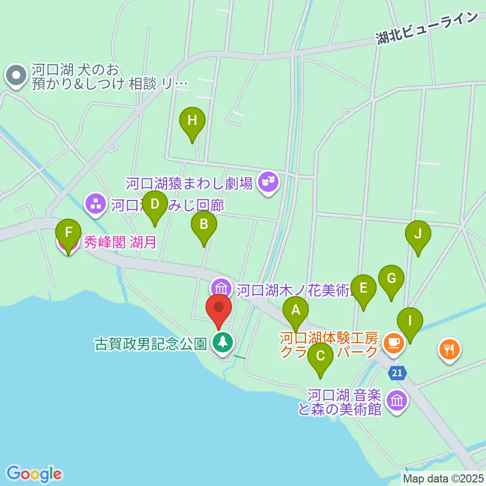 河口湖円形ホール周辺のホテル一覧地図