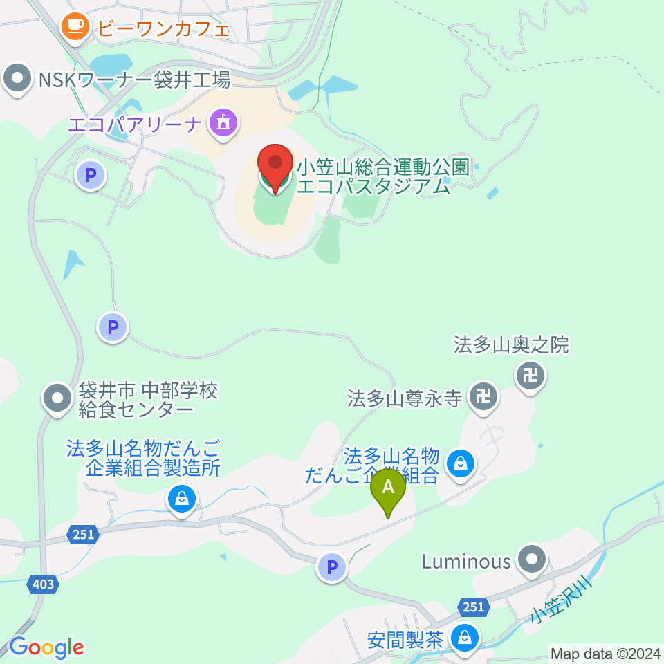 静岡エコパスタジアム周辺のホテル一覧地図