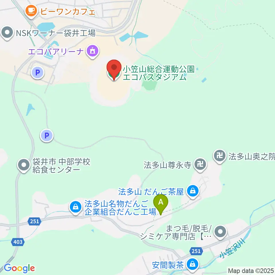 静岡エコパスタジアム周辺のホテル一覧地図
