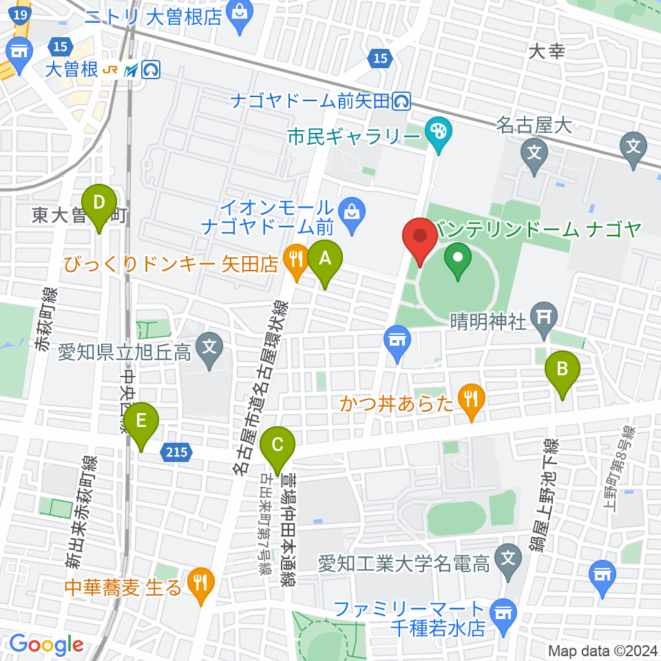 バンテリンドーム ナゴヤ周辺のホテル一覧地図