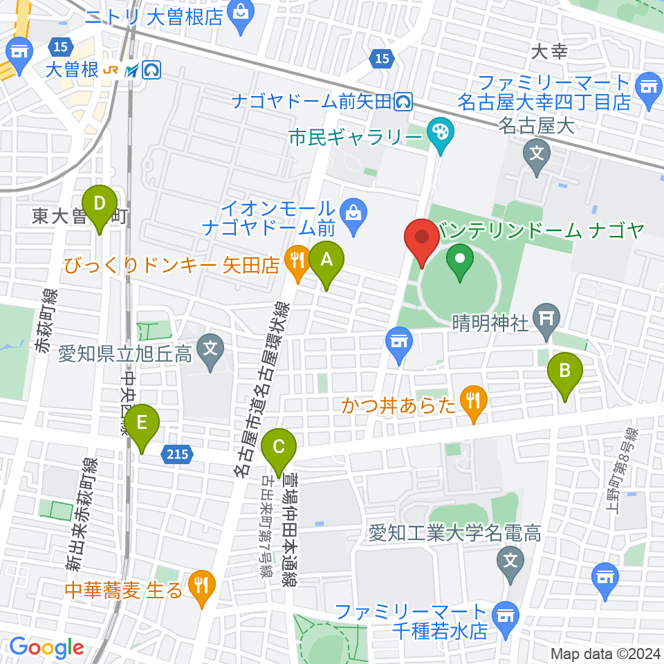 バンテリンドーム ナゴヤ周辺のホテル一覧地図