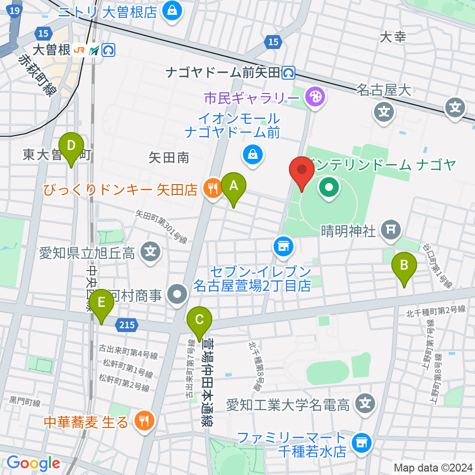 バンテリンドーム ナゴヤ周辺のホテル一覧地図