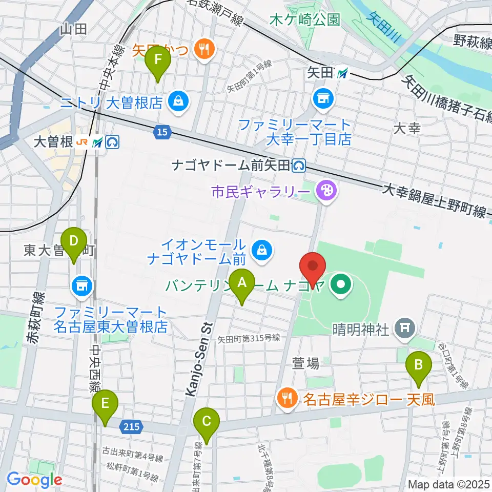バンテリンドーム ナゴヤ周辺のホテル一覧地図