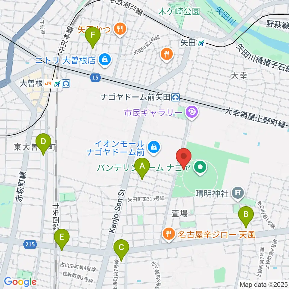 バンテリンドーム ナゴヤ周辺のホテル一覧地図