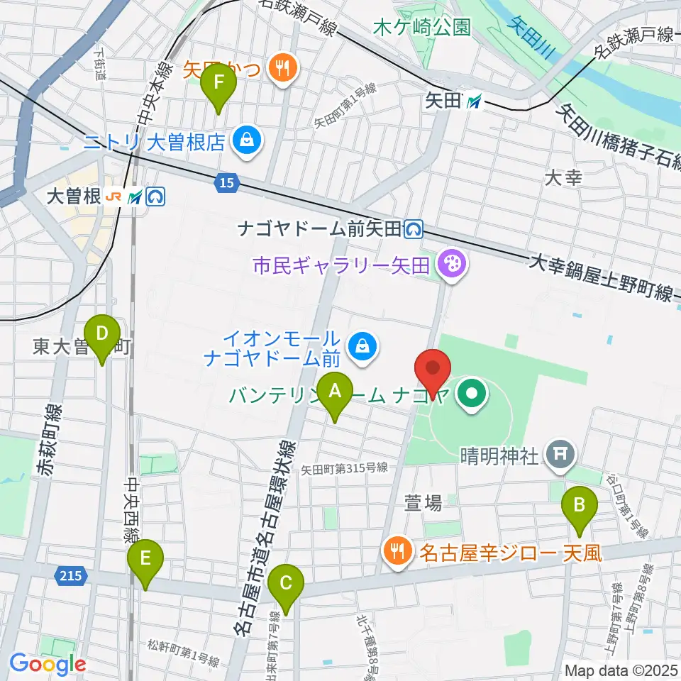 バンテリンドーム ナゴヤ周辺のホテル一覧地図