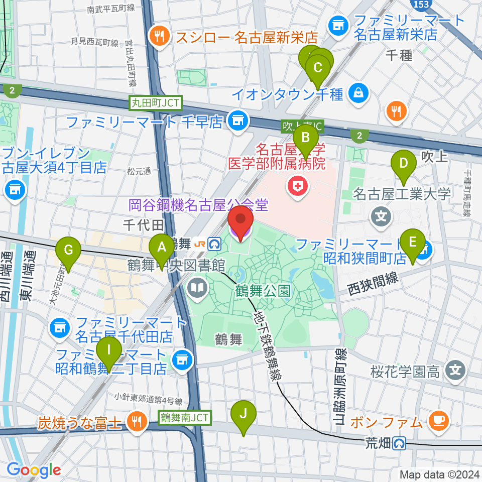 岡谷鋼機名古屋公会堂周辺のホテル一覧地図