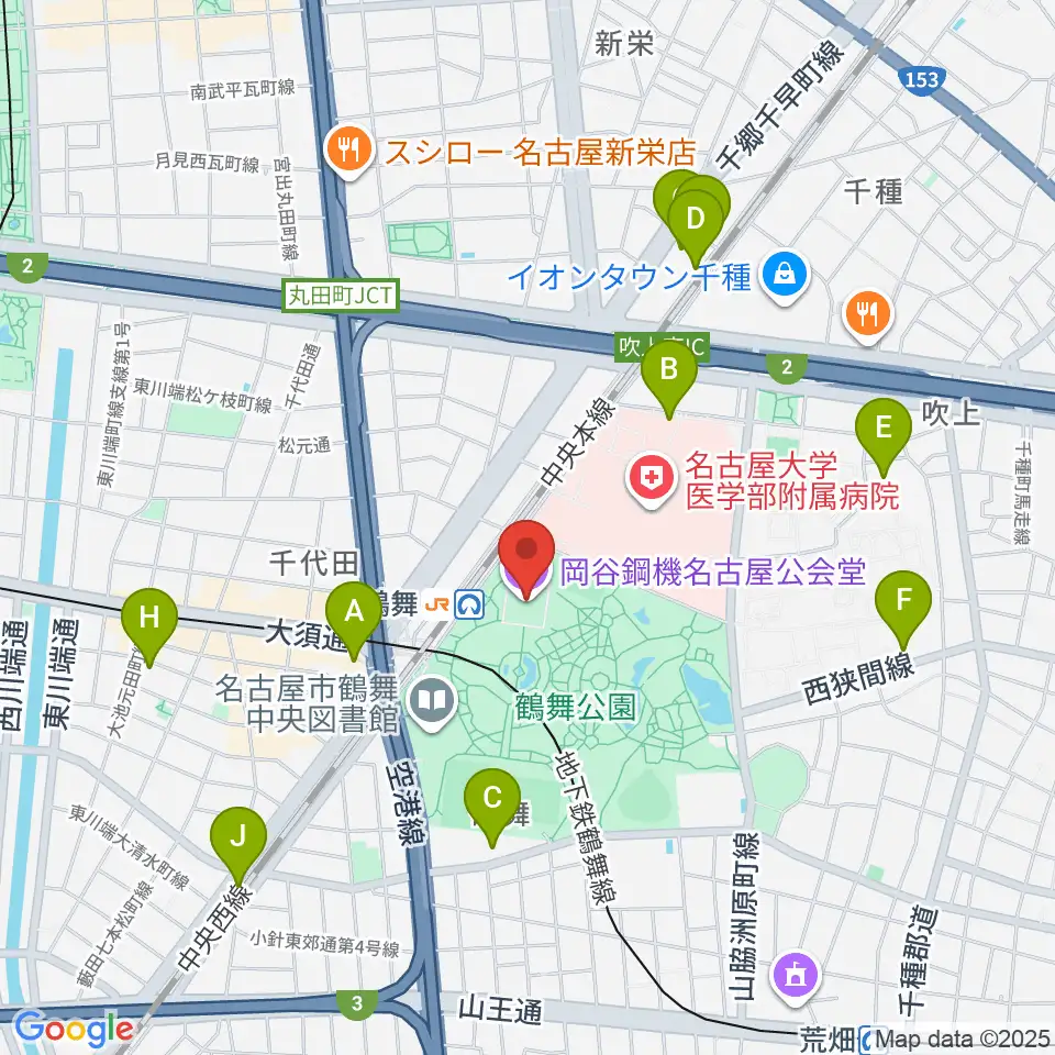 岡谷鋼機名古屋公会堂周辺のホテル一覧地図