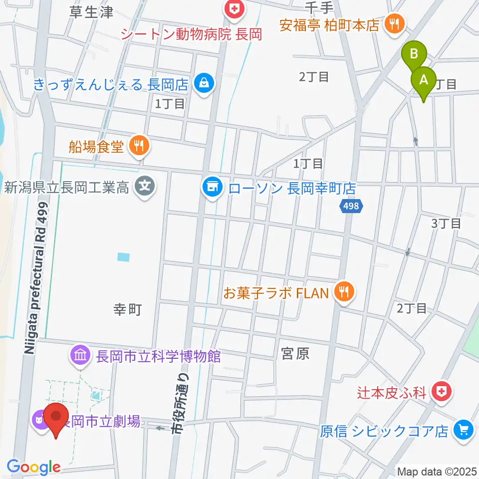 長岡市立劇場周辺のホテル一覧地図