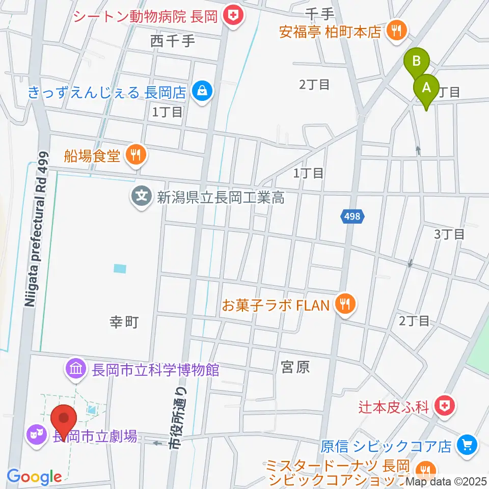 長岡市立劇場周辺のホテル一覧地図