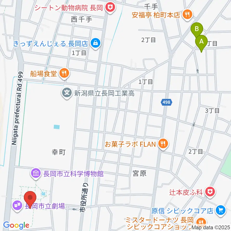 長岡市立劇場周辺のホテル一覧地図