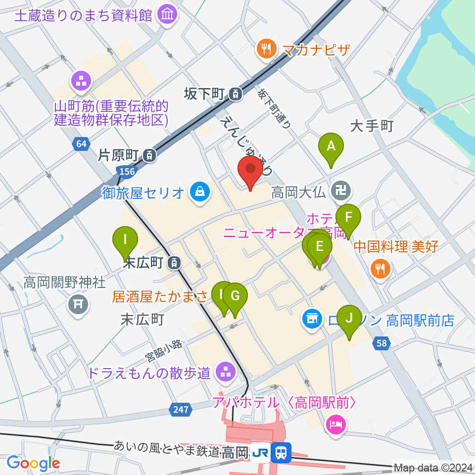 高岡クローバーホール周辺のホテル一覧地図