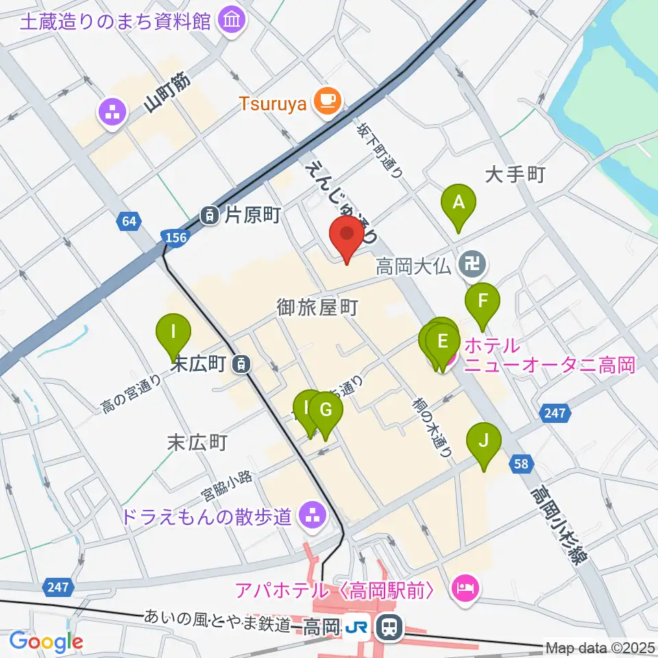 高岡クローバーホール周辺のホテル一覧地図