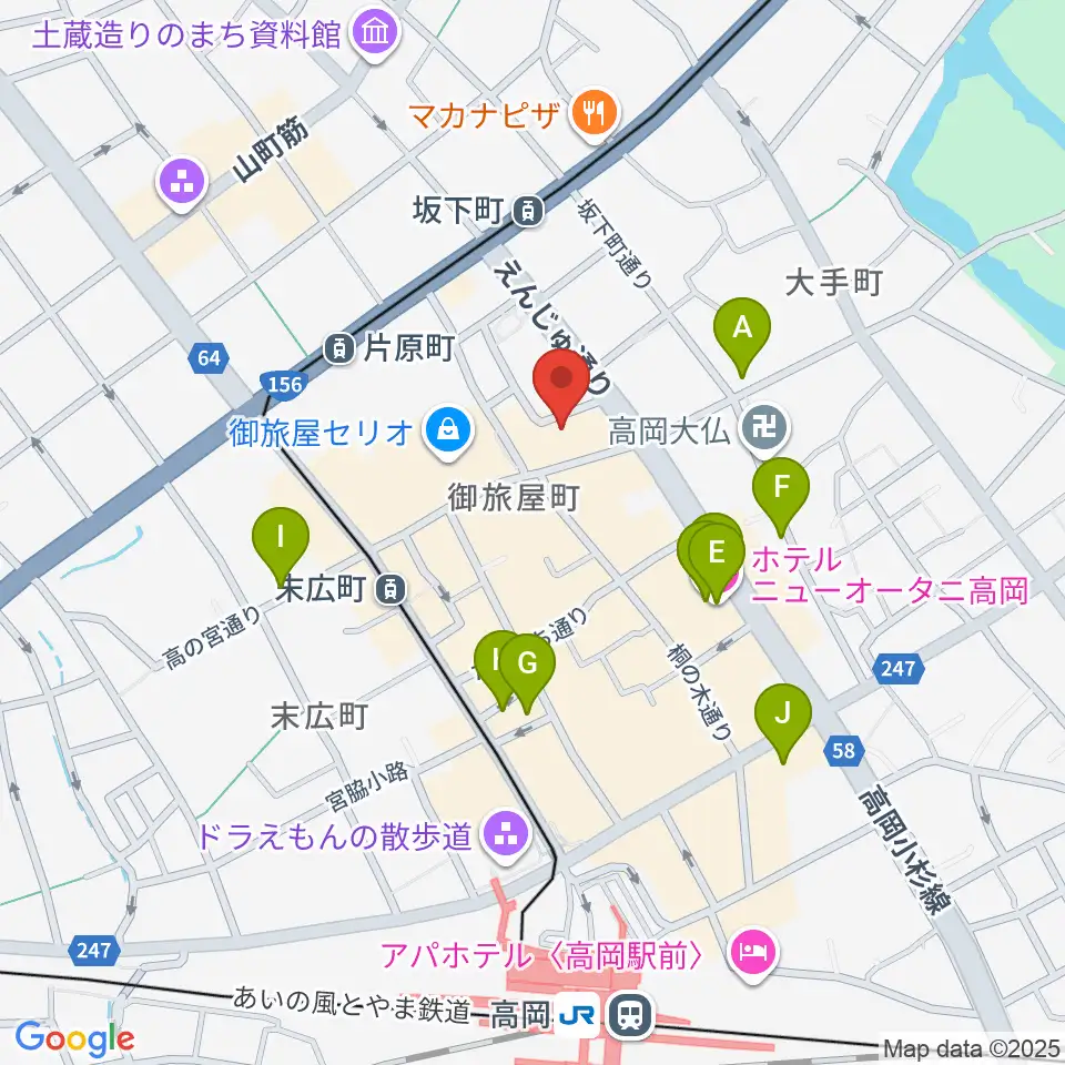 高岡クローバーホール周辺のホテル一覧地図