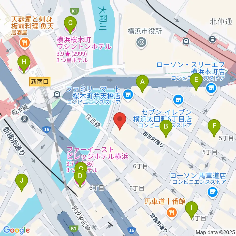 カワイ横浜周辺のホテル一覧地図