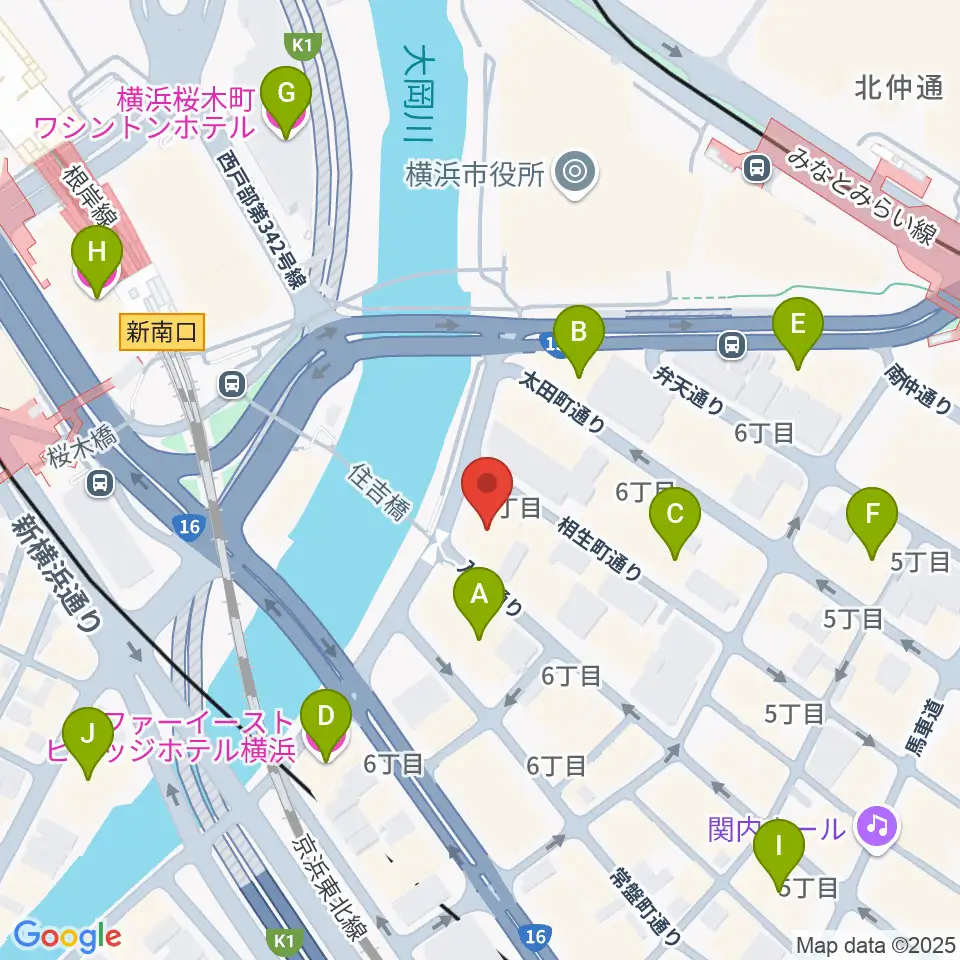 カワイ横浜周辺のホテル一覧地図
