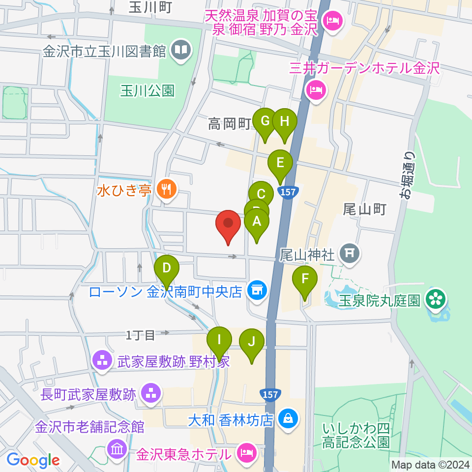 金沢市文化ホール周辺のホテル一覧地図