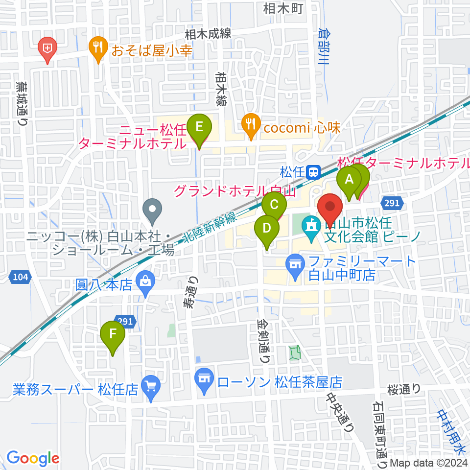 白山市松任学習センター プララ周辺のホテル一覧地図