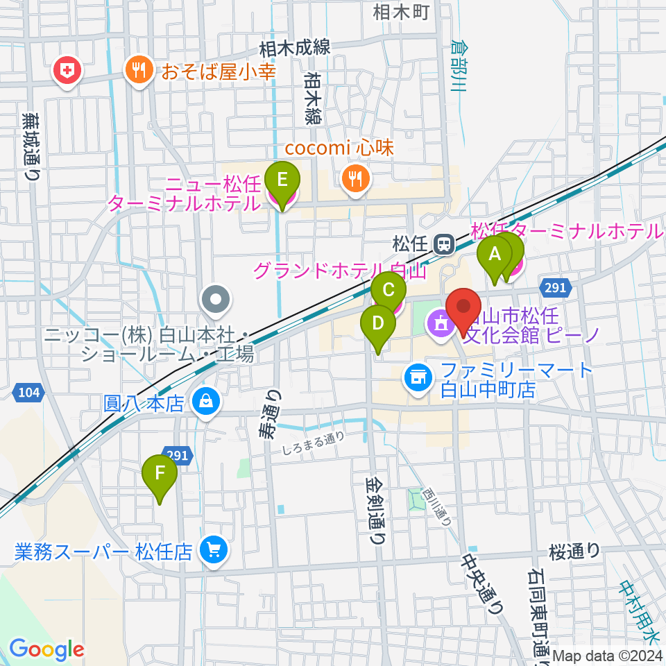 白山市松任学習センタープララ周辺のホテル一覧地図