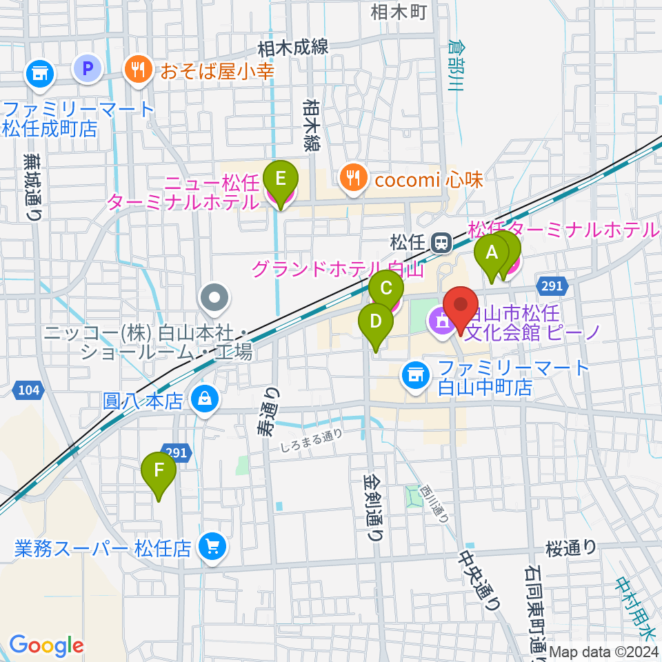 白山市松任学習センタープララ周辺のホテル一覧地図