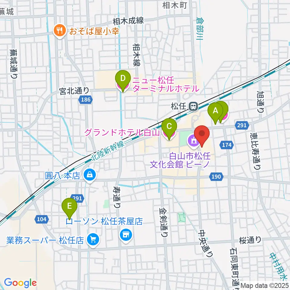 白山市松任学習センタープララ周辺のホテル一覧地図