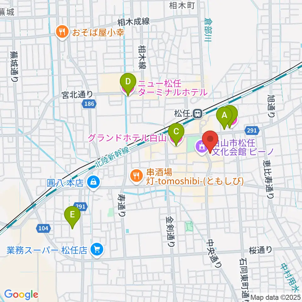 白山市松任学習センタープララ周辺のホテル一覧地図