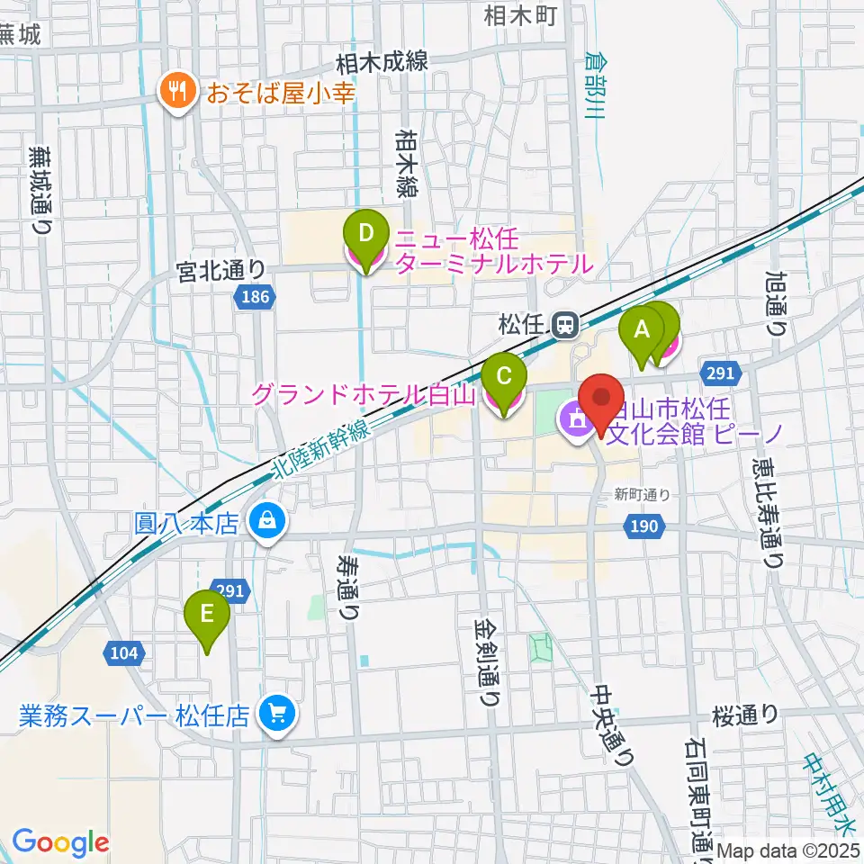 白山市松任学習センタープララ周辺のホテル一覧地図