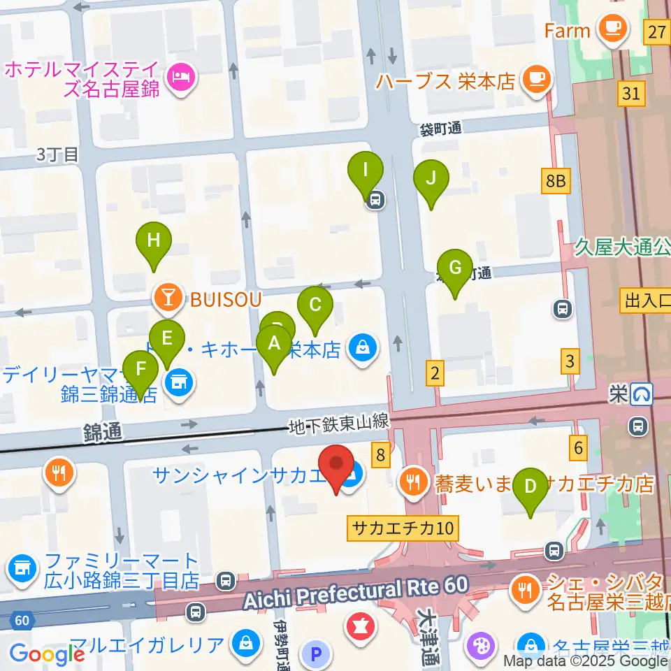 SKE48劇場周辺のホテル一覧地図