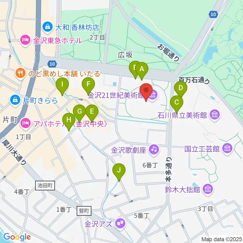 金沢21世紀美術館周辺のホテル一覧地図