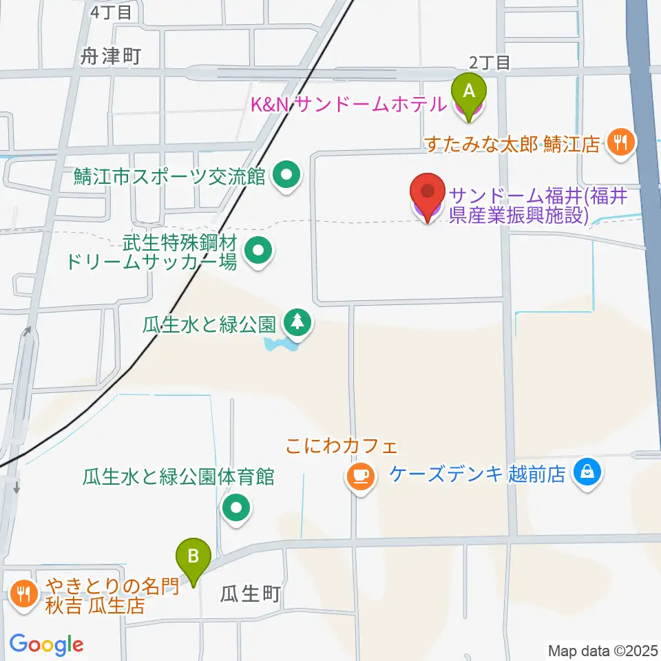 サンドーム福井周辺のホテル一覧地図