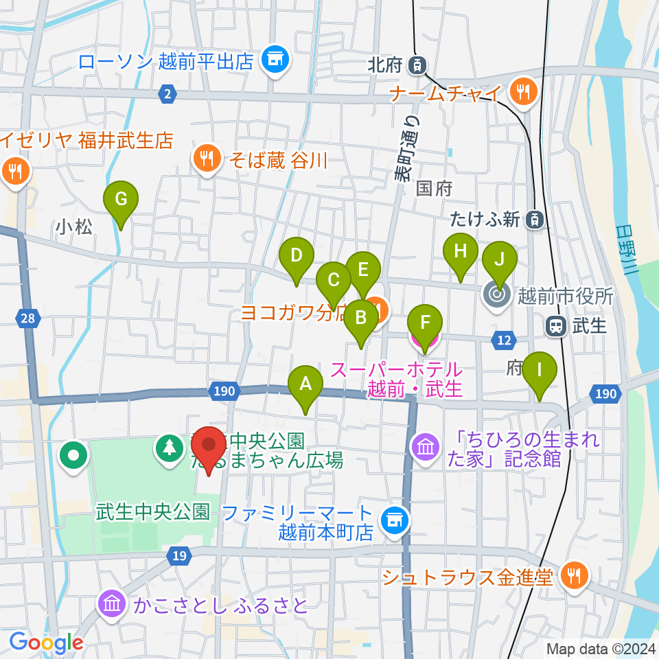 越前市文化センター周辺のホテル一覧地図