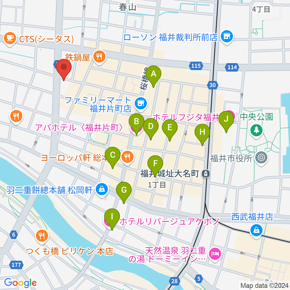 福井JUNK FAB周辺のホテル一覧地図