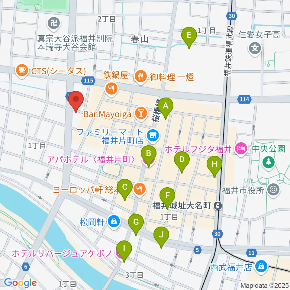 福井JUNK FAB周辺のホテル一覧地図