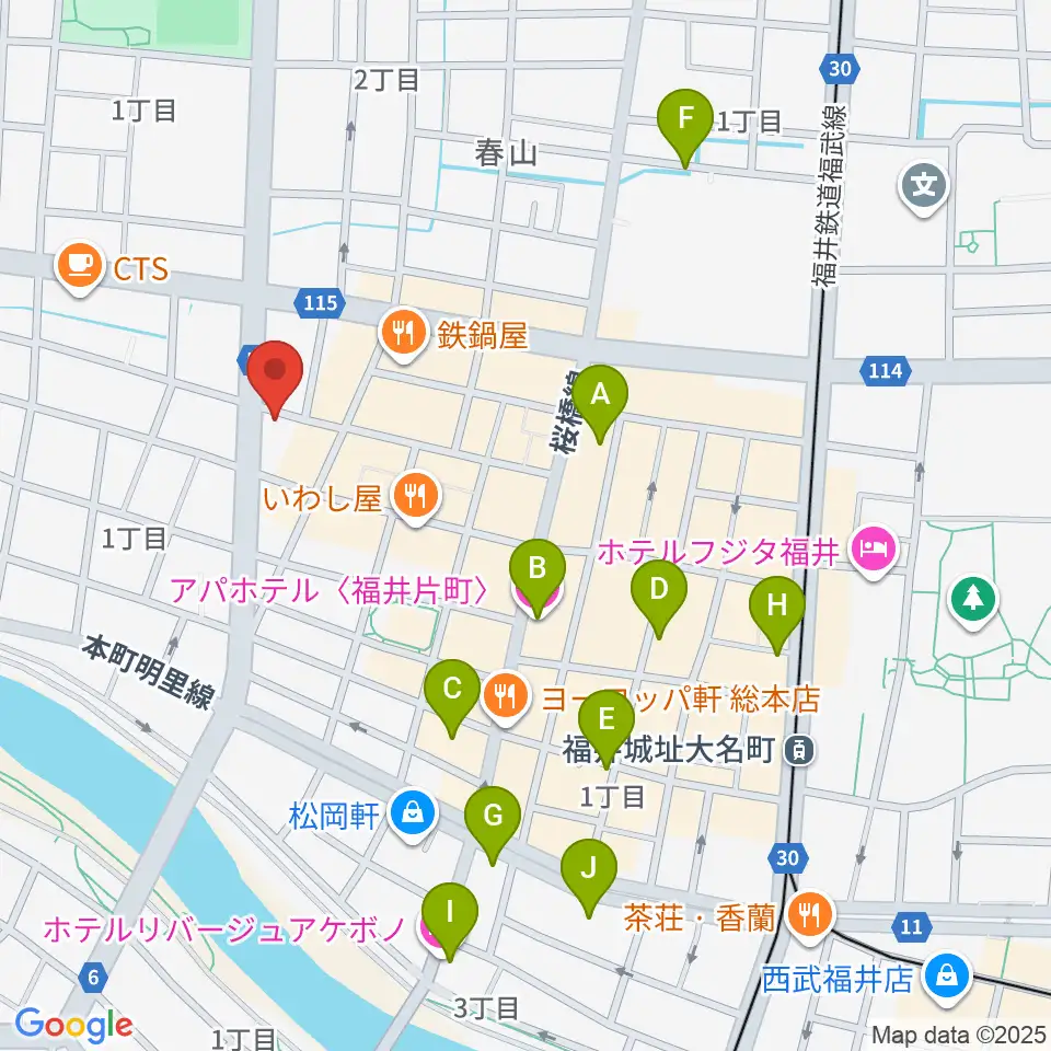 福井JUNK FAB周辺のホテル一覧地図