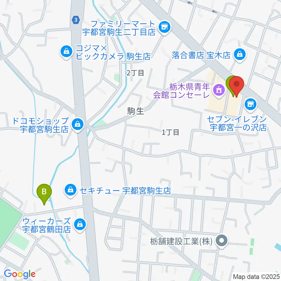 栃木県教育会館周辺のホテル一覧地図