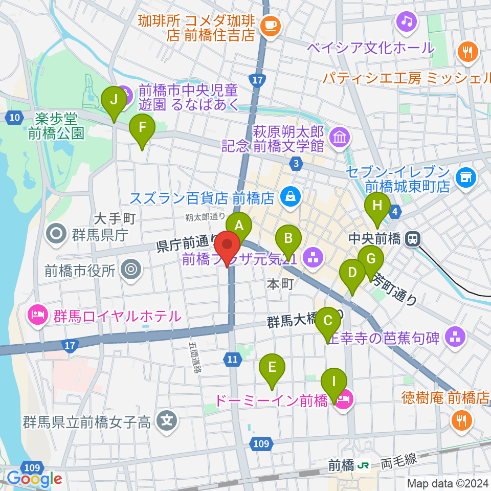 前橋DYVER周辺のホテル一覧地図