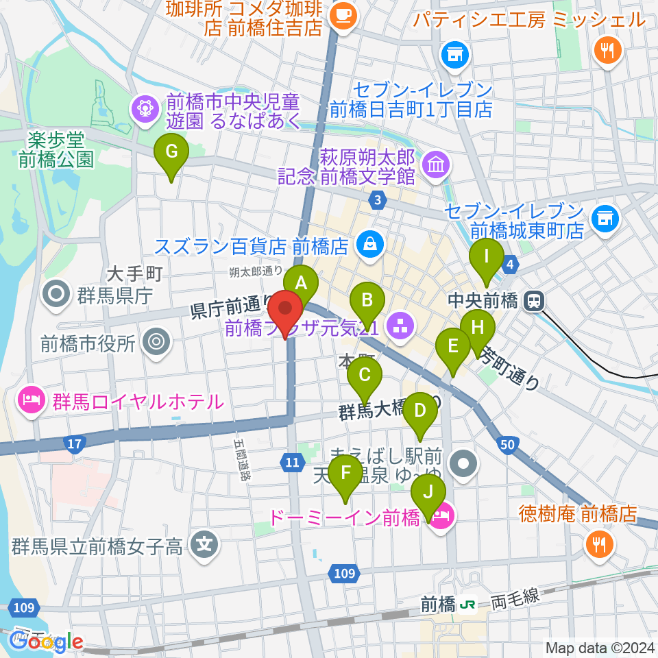 前橋DYVER周辺のホテル一覧地図