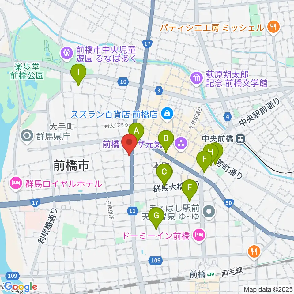 前橋DYVER周辺のホテル一覧地図