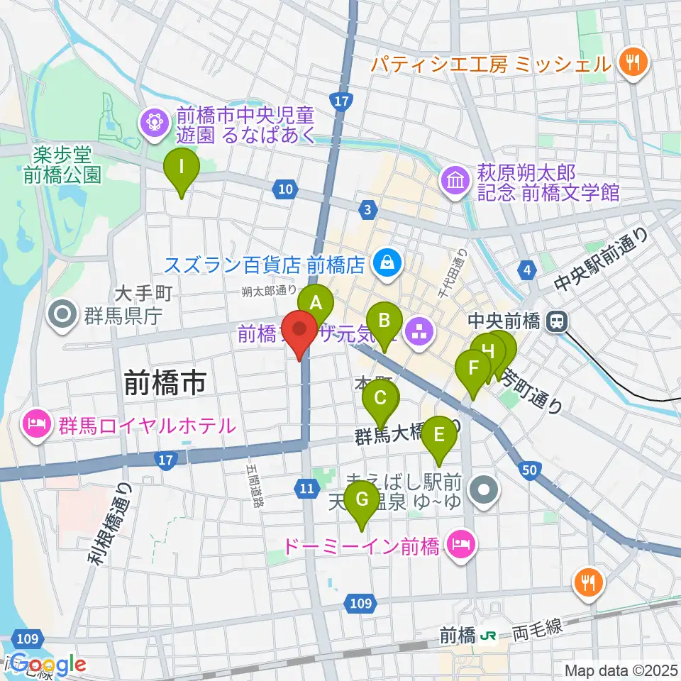 前橋DYVER周辺のホテル一覧地図