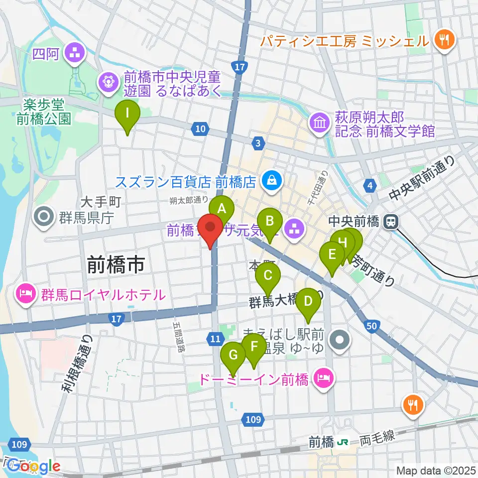 前橋DYVER周辺のホテル一覧地図