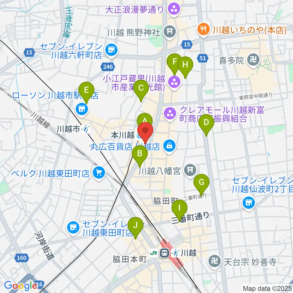 川越ステップヘブン周辺のホテル一覧地図