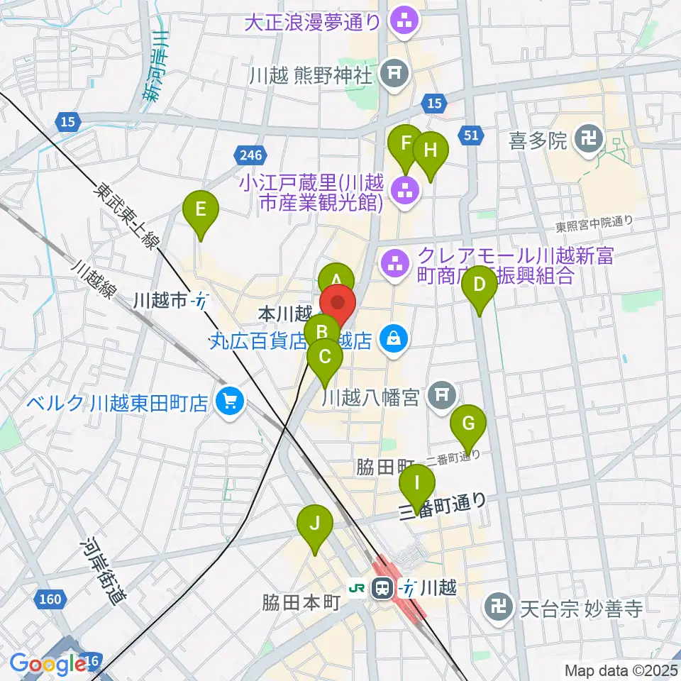 川越ステップヘブン周辺のホテル一覧地図