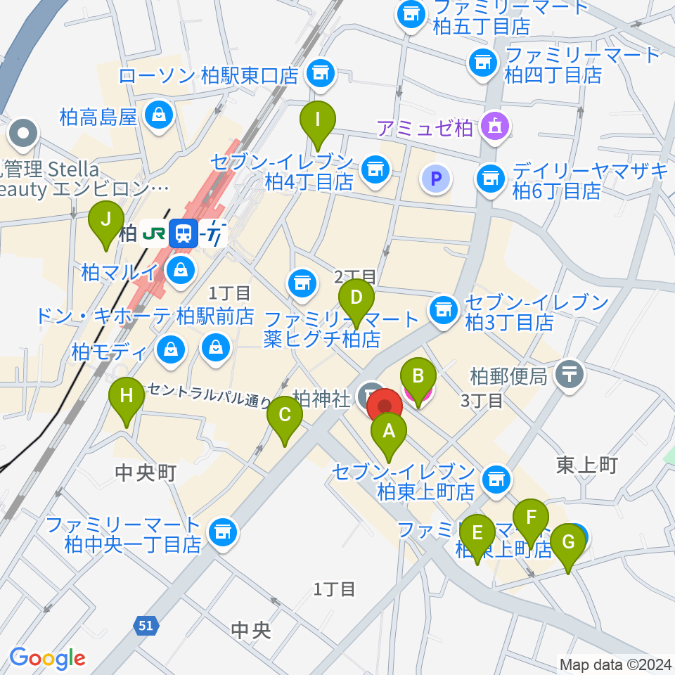 柏PALOOZA周辺のホテル一覧地図