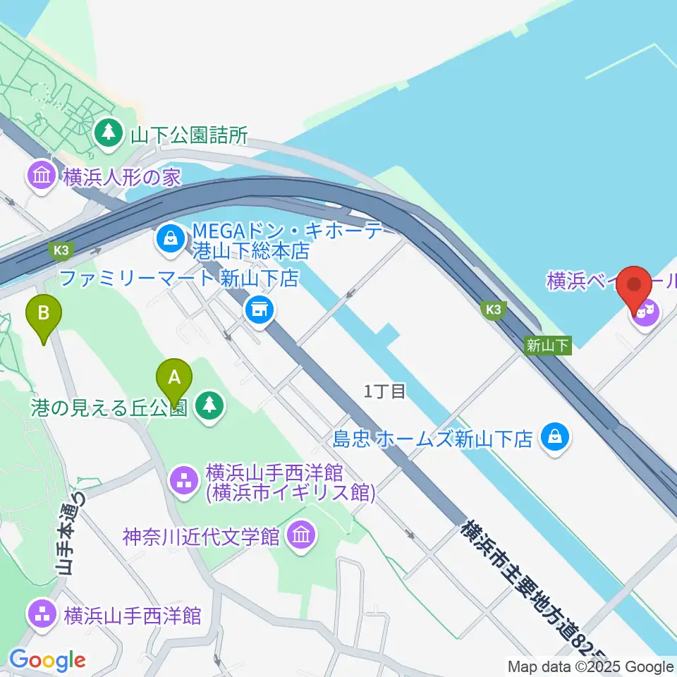 横浜ベイホール周辺のホテル一覧地図
