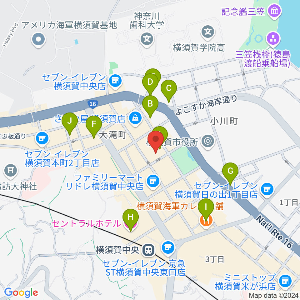 横須賀ヤンガーザンイエスタディ周辺のホテル一覧地図