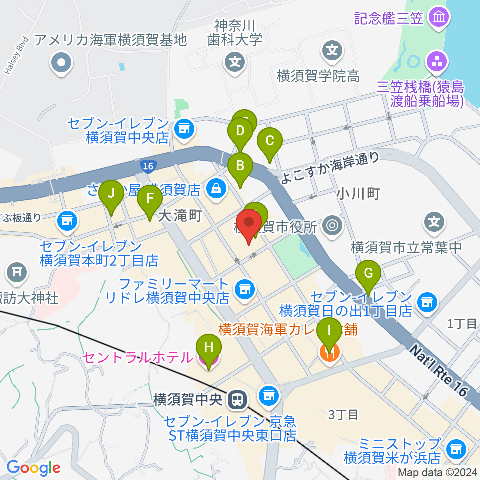 横須賀ヤンガーザンイエスタディ周辺のホテル一覧地図