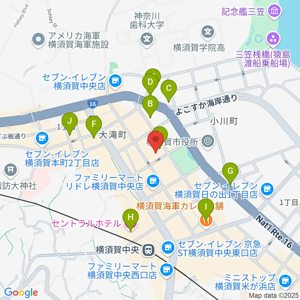 横須賀ヤンガーザンイエスタディ周辺のホテル一覧地図