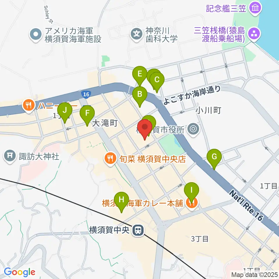 横須賀ヤンガーザンイエスタディ周辺のホテル一覧地図