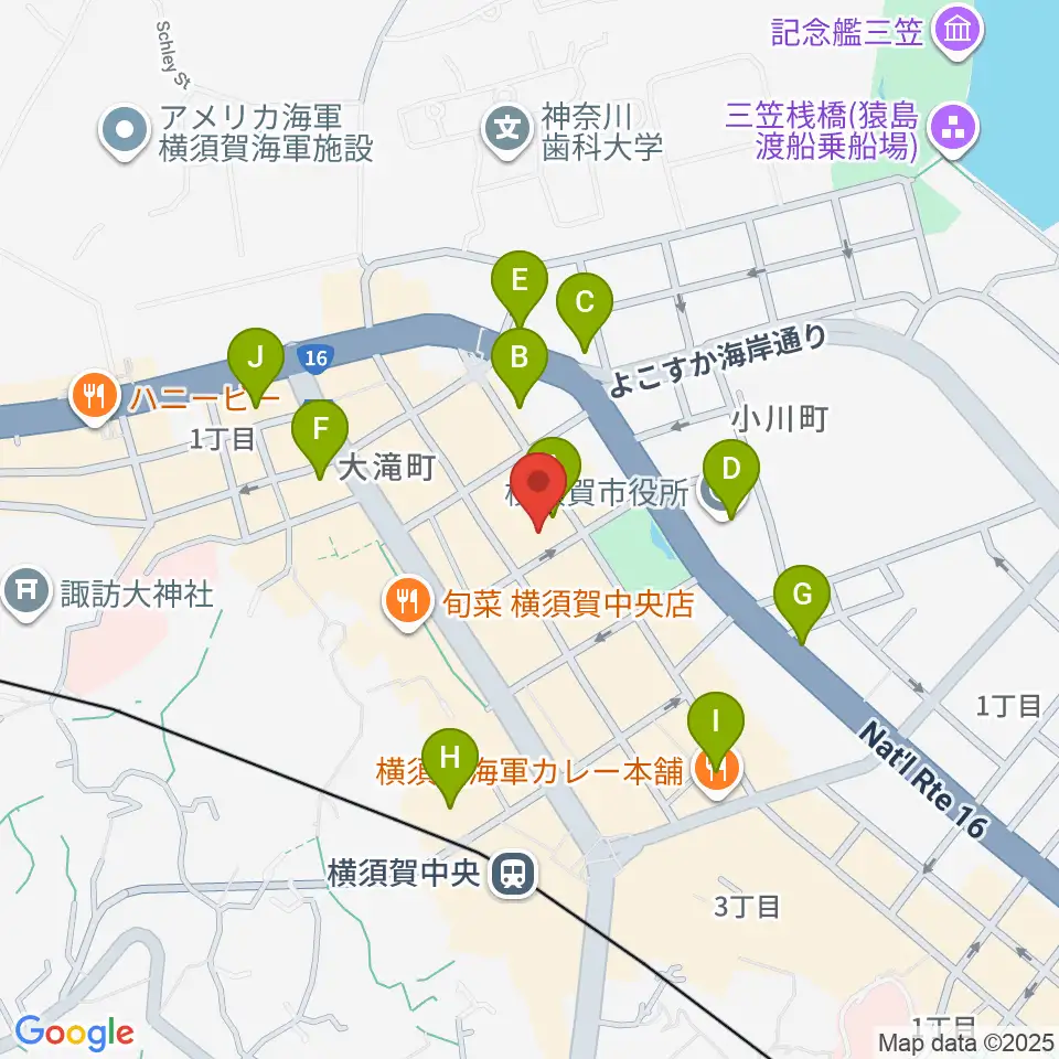 横須賀ヤンガーザンイエスタディ周辺のホテル一覧地図